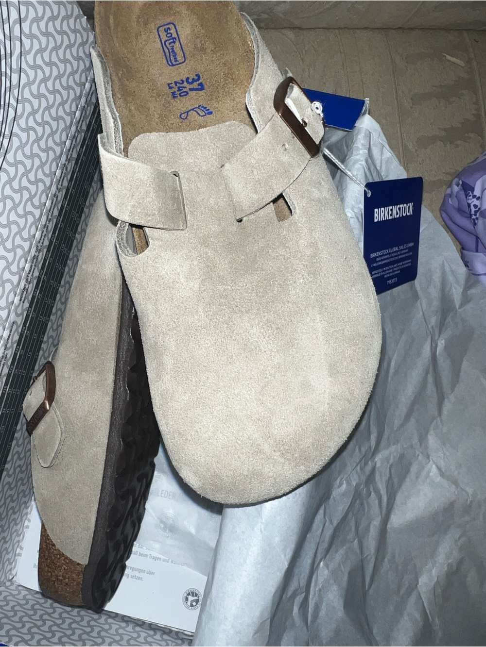 Birkenstock Boston -Suede Clog in Taupe NEW- authentic size 37 regular - Picture 2 of 14